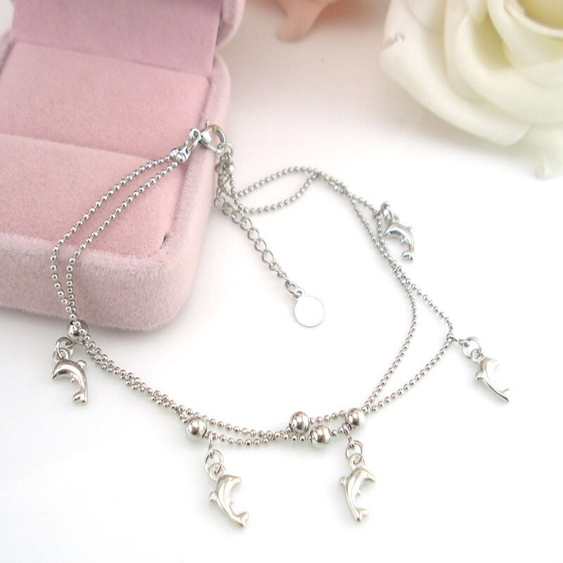 Boho Style Women Anklet Bracelet Dolphin Fish Chain Anklet Bracelet Female Sandal Beach Foot Jewelry Anklets