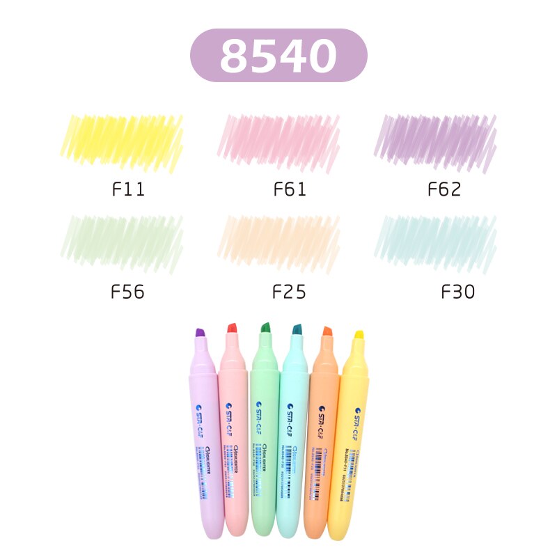 Sta highlighter serie pastel tusch tegne- og malepen i forskellige livlige farver og former: 8540