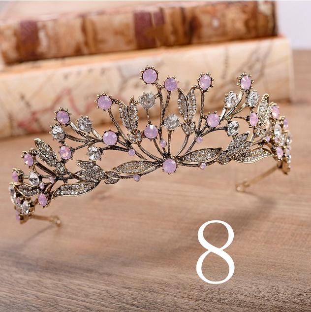 Blau verrotten Grün Hochzeit Haar Zubehör Kristall Tiara Für Bräute Krone Kopf Stück Braut Haar Zubehör Kronen Königin Diadem: 8