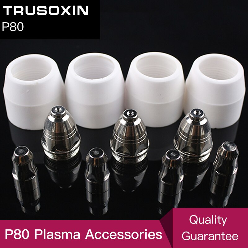 30pcs CUT80 LG80 80A Inverter Plasma Cutter P80 Cutting Machine Gun Consumable or Accessories Shield Porcelain Cup Electrode Tip