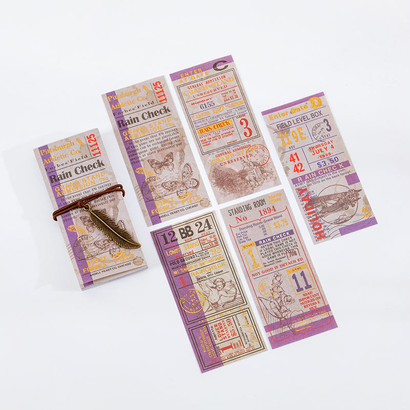 Yoofun 50pcs/lot Memo Pads Sticky Notes Bill Traveller Vintage Deco Paper Junk Journal Diary Scrapbooking Stickers Office School: d