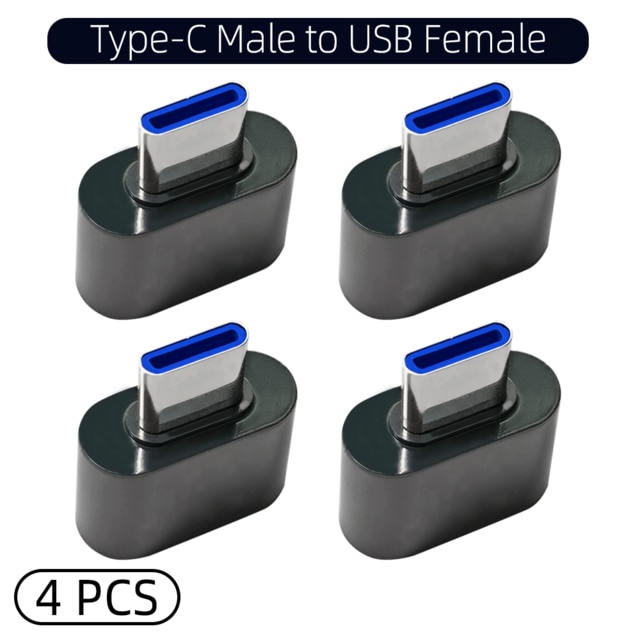 Adaptador USB tipo C OTG macho a USB 2,0 hembra, convertidor Micro USB macho a USB hembra para Macbook, Samsung, Huawei, OTG: 4Pcs Black Type C