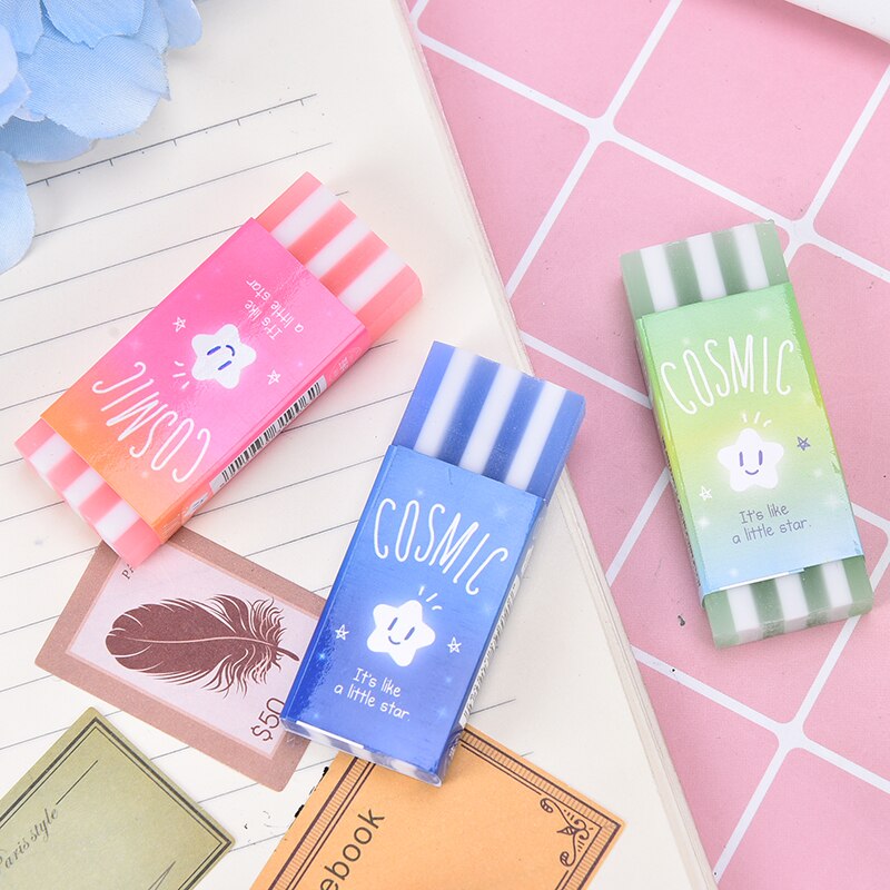 Star Jelly Stripe Korean Pencil Rubber Erasers Stationery School Student Eraser Supplies 2.5cn*6cm