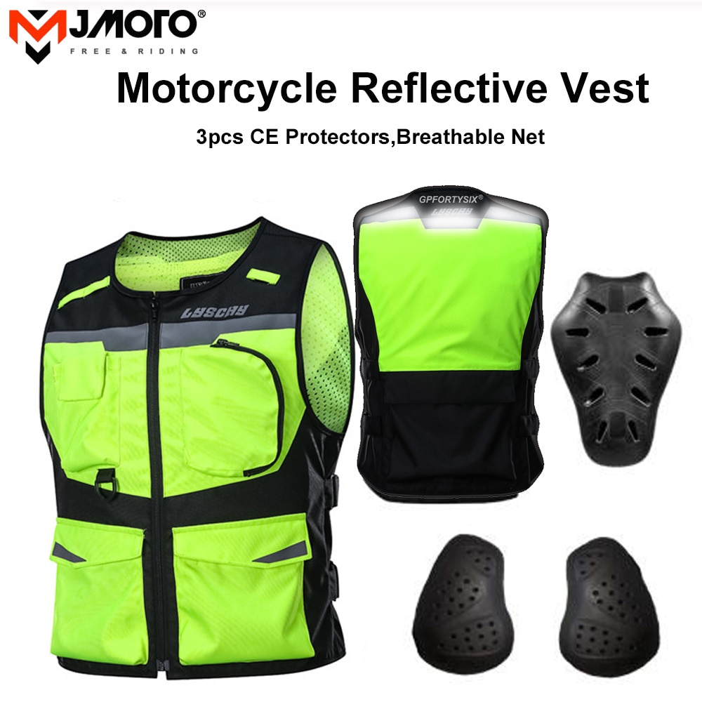LYSCHY-Chaleco de motocicleta para hombre, Chaleco Reflectante a prueba de viento, transpirable, protección Giubbotto, Yelekce: Verde / M-L