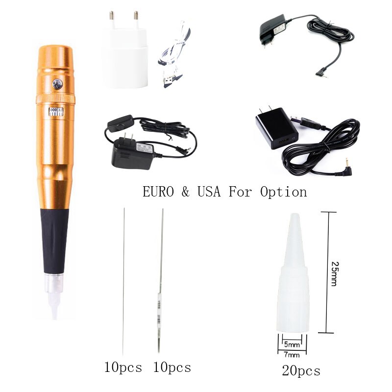 L'adaptateur pour Micropigmentation stylo dermographe universel stylo moteur suisse maquillage Semi Permanent: Gold