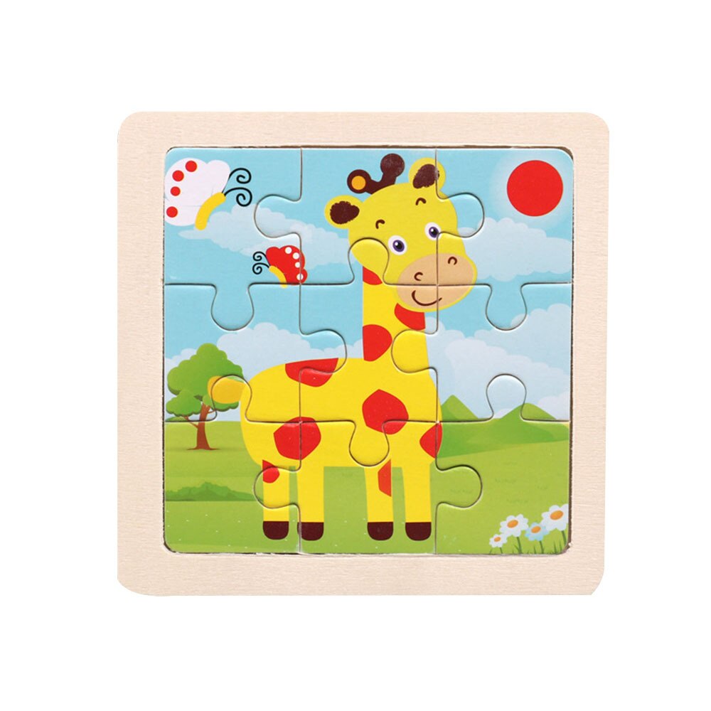 3D Wooden Puzzle Toy 9Pcs Baby Cartoon Animal Puzzle Toys Wood Jigsaw Puzzles Children Educational Toy Kids: A11