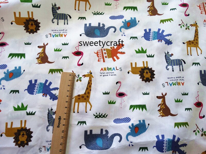 Cotton fabric Cloth DIY handmade sewing patchwork quilting dress tissus tecido home sheets pillow decor tilda Cartoon Animal: 50x40cm