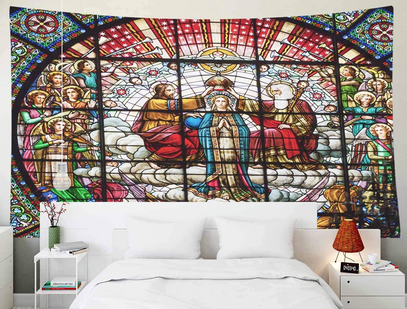 Jesus gobelin væg gobelin til jul farvet glas jesus far rose vindue spanien oktober
