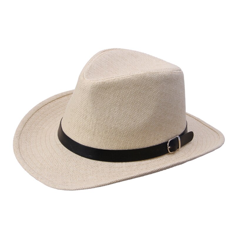 Sombreros de vaquero del oeste para hombre y mujer, sombreros de vaquero del oeste para caballero, vaquera, Jazz, iglesia, Sombrero a prueba de sol, Panamá, accesorios Retro Vintage con hebilla