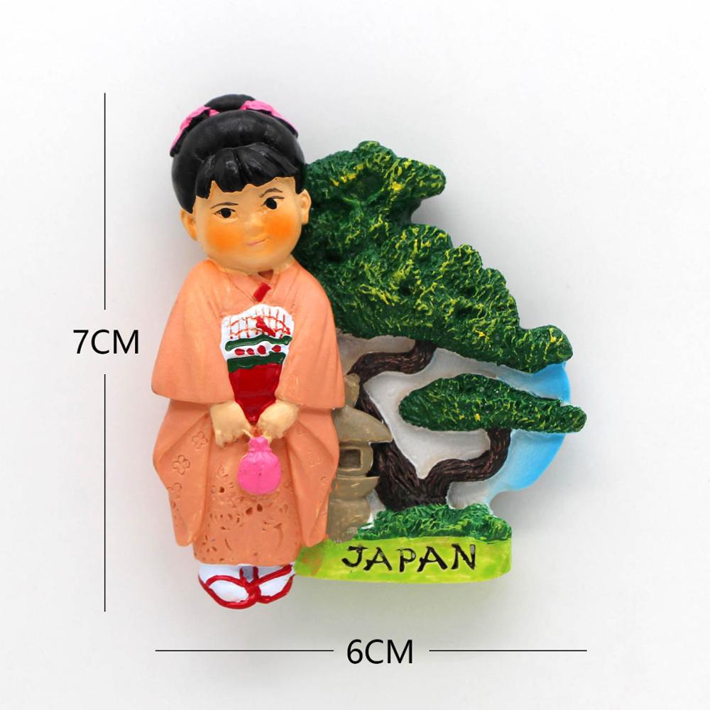 Japan Toerisme Koelkast Magneten Plakken Souvenirs Tokyo Shinkansen Chili Brazilië Marokko Souvenirs Kamer Decoratie: Japanese kimono girl