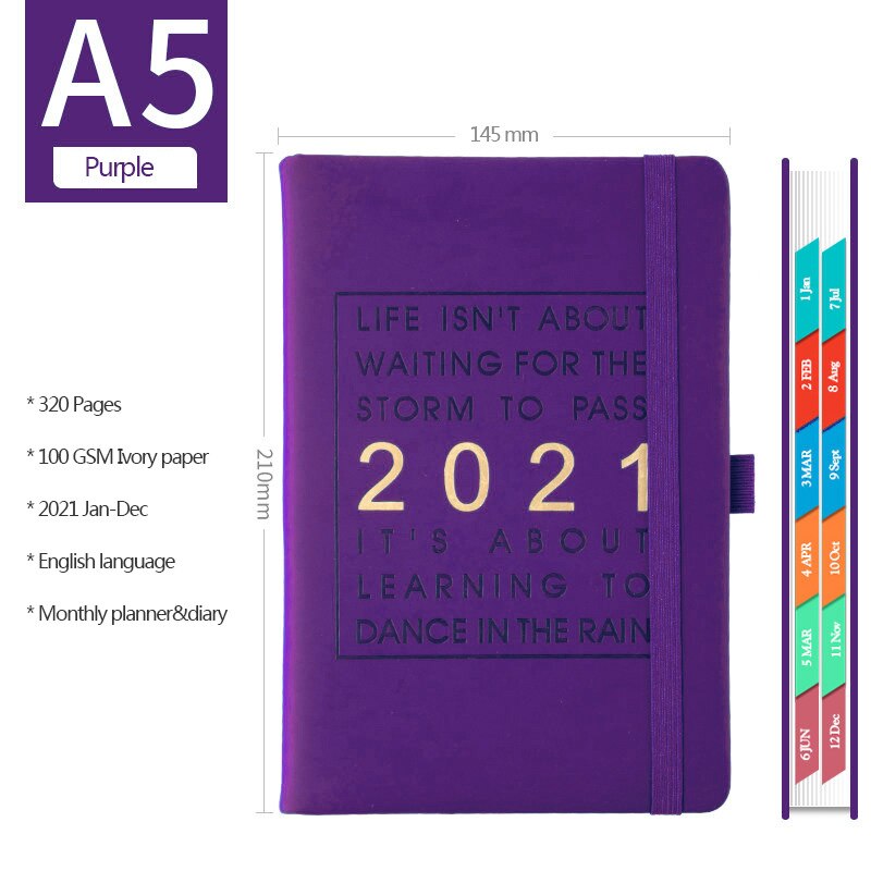 Planlægge bog tidsplan bøger engelsk inde planlægger notesbog cuaderno notesbøger og tidsskrifter libretas zeszyt dagbog jul: A5 lilla