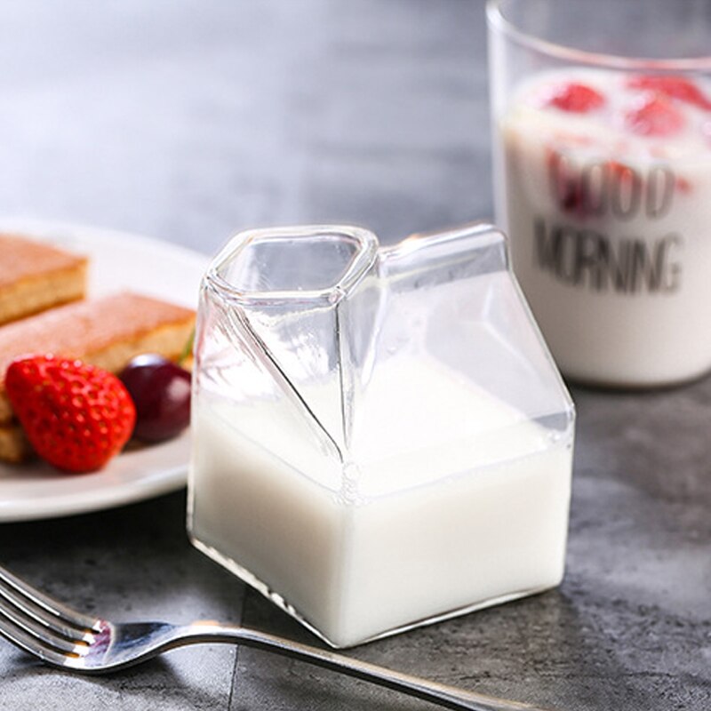 Factory Direct Creatieve Vierkante Melk Glas Melk Doos Glazen Beker Melk Doos Cup