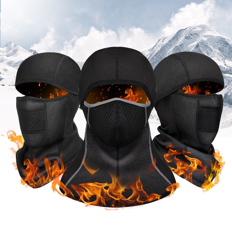 Mask Winter Cycling Black Thermal Keep Warm Fleece Windproof Cycling Face Mask Balaclava Ski Mask Fishing Skiing Hat Headwear