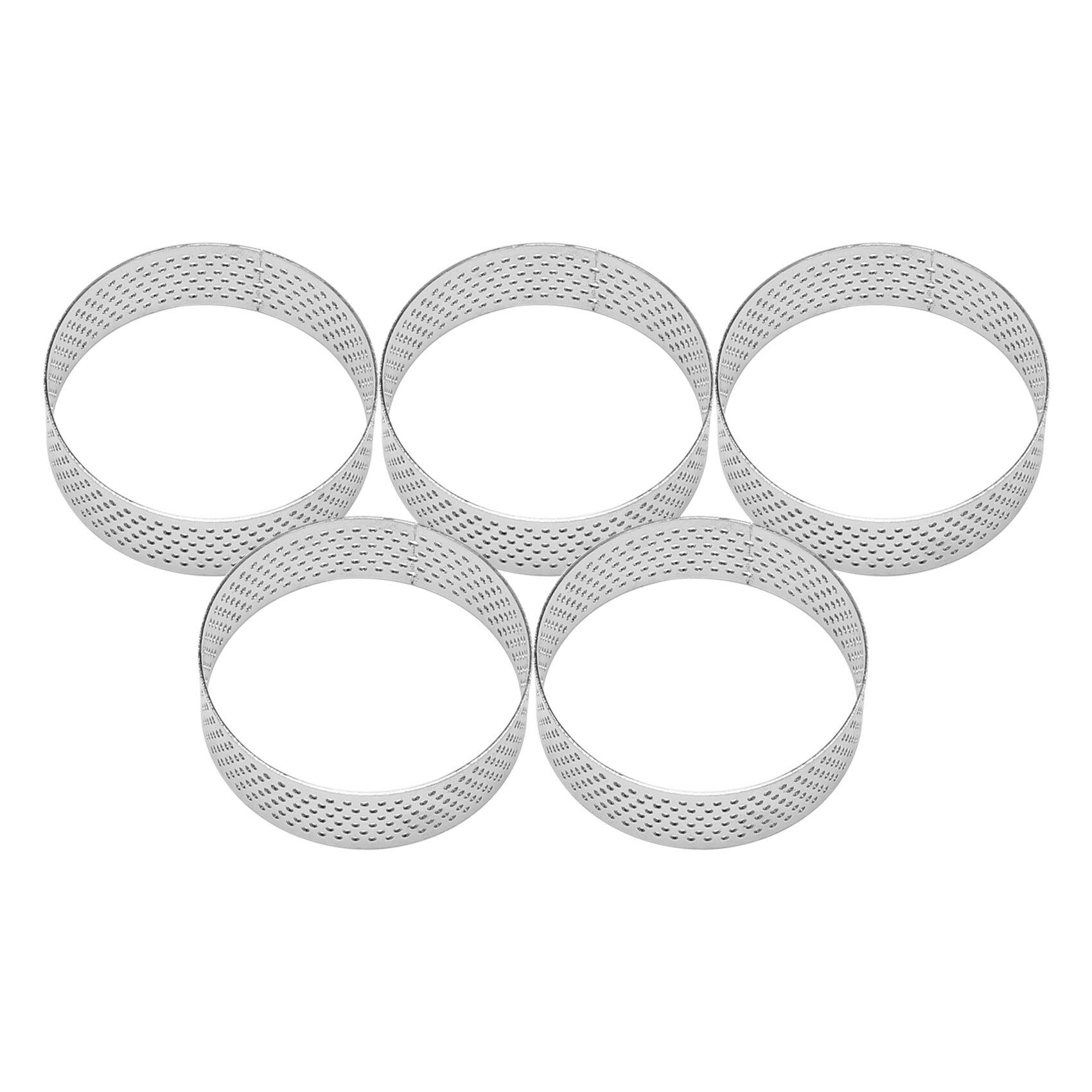 5Pcs 6Cm Circulaire Taart Ring Dessert Rvs Perforatie Fruit Taart Quiche Cake Mousse Mold Keuken Bakvorm