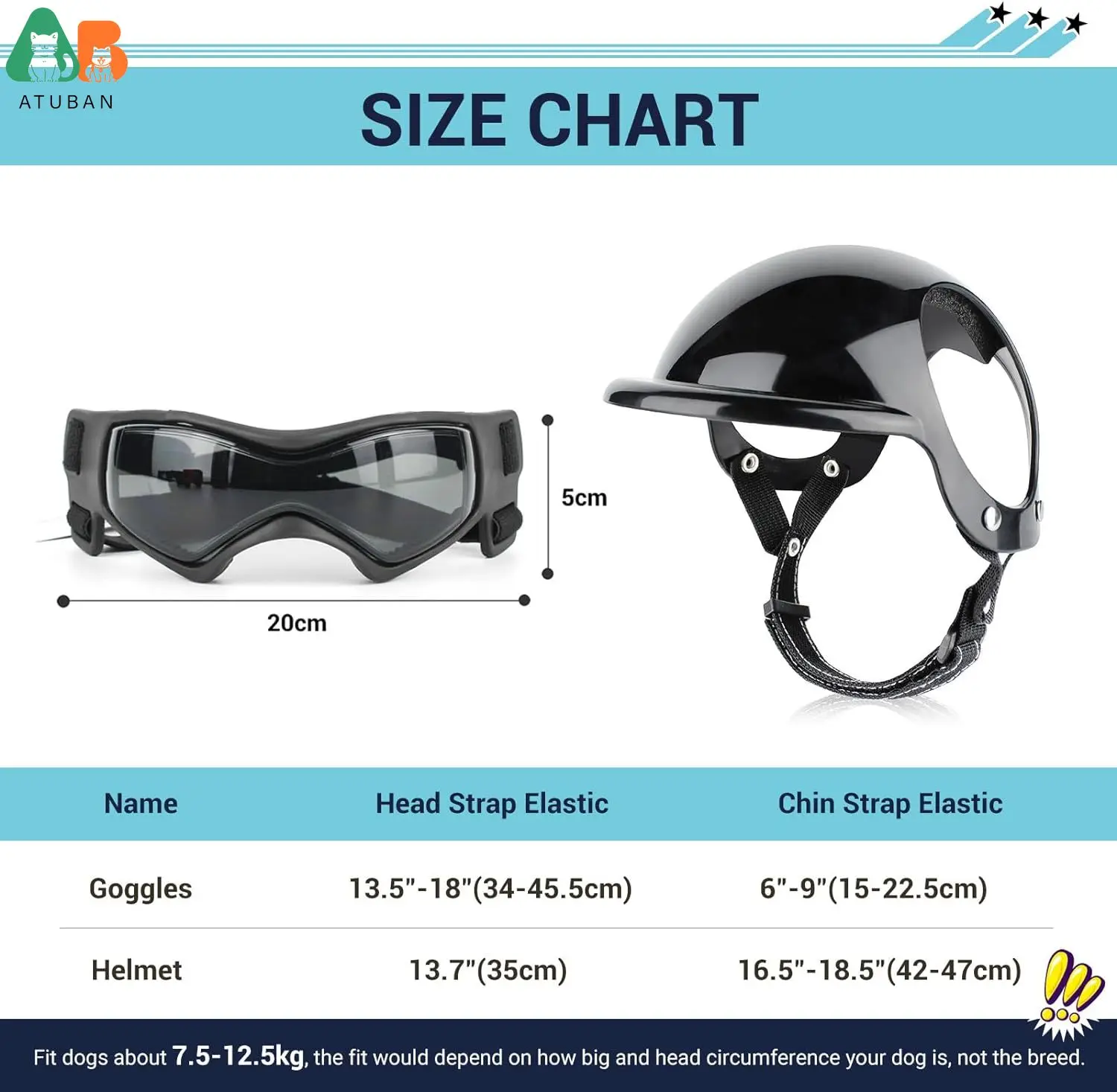 ATUBAN Casco para Perros y Gafas para Perros Pequeños-Casco para Casco de Motocicleta para Mascotas con Agujeros para las Orejas Correas Ajustables para Puppy Montar