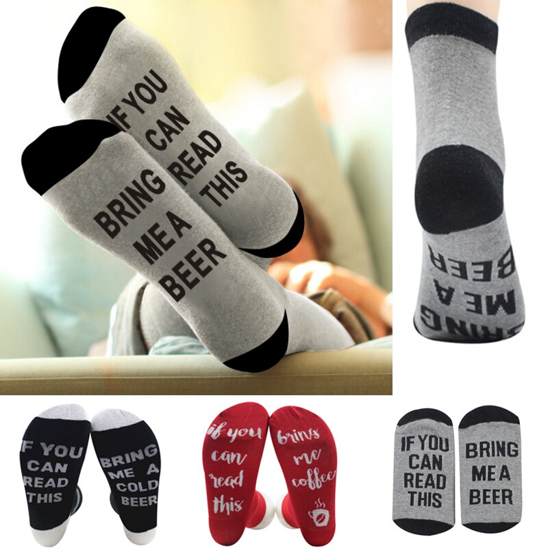 1Pair Funny Socks Autumn Spring Fall Letters Short Ankle Cotton Socks IF YOU CAN READ THIS BRING ME A GLASS OF WINE/BEER