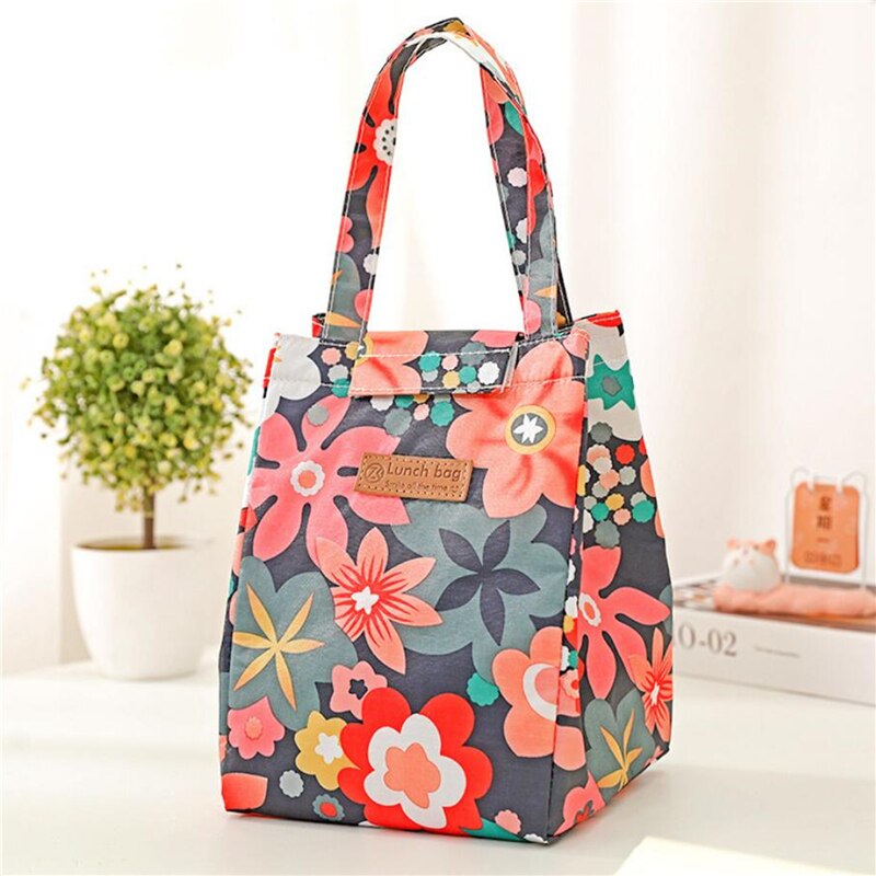 Pranzo al sacco moda stampa floreale multicolore borse più fredde donna Waterpr Hand Pack scatola da colazione termica viaggio da Picnic portatile: 03