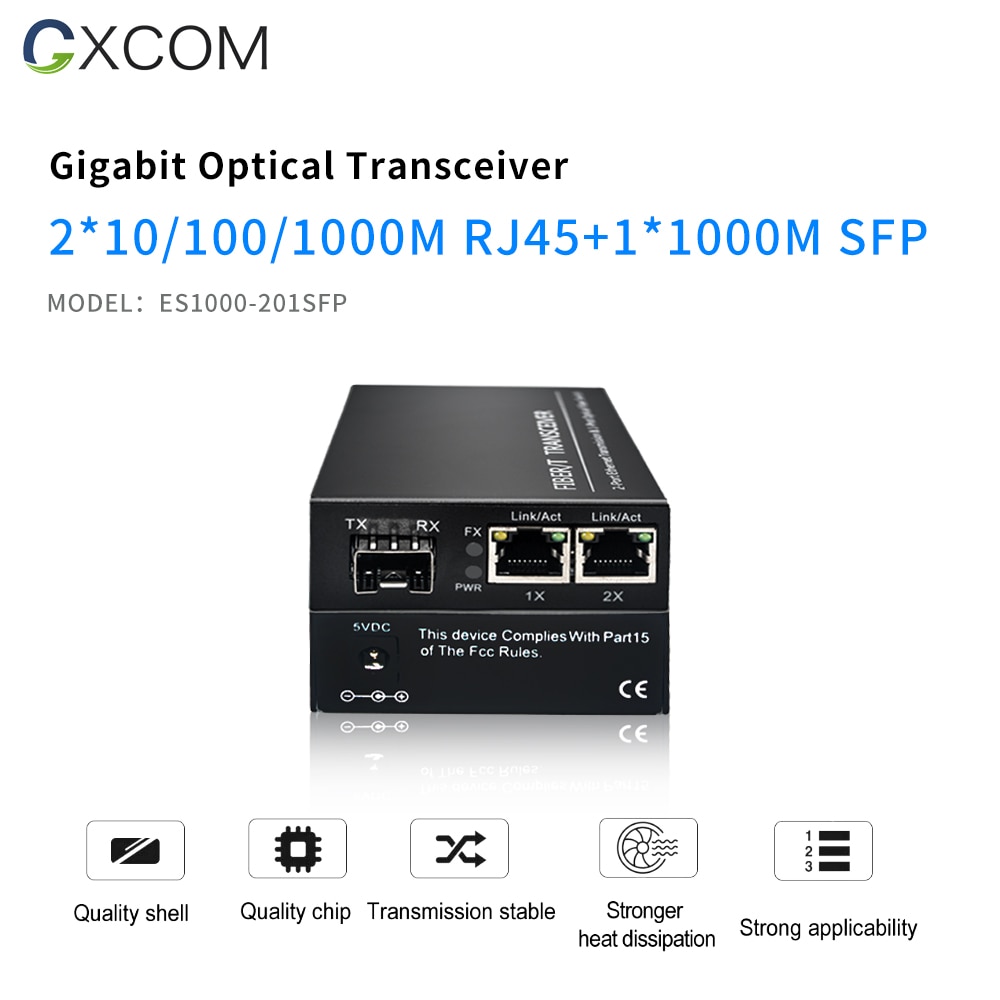 Gigabit 1 Sfp 2 RJ45 Ethernet Media Converter Met Sfp Fiber Poort. 10/100/1000Mbps Sfp Media Converter/Fiber Transceiver