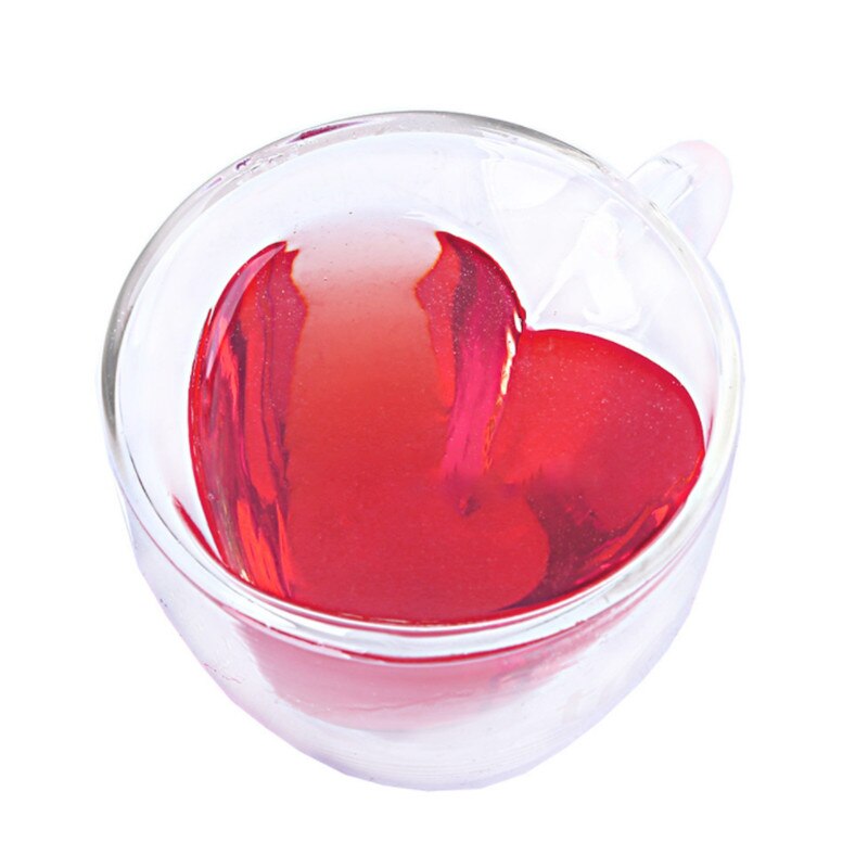 180/240ml krus par kopper hjerte kærlighed formet dobbelt væg glas kaffe te mælk citronsaft kop drinkware juledag