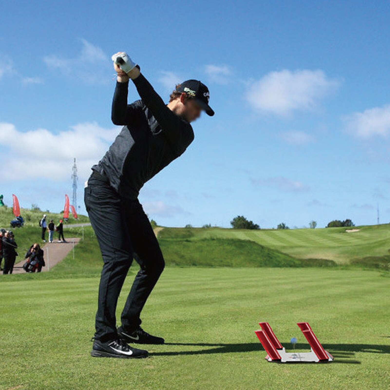 Golf Alignment Aid Swing Training Speed Trap Unbreakable Practice Base with Bag