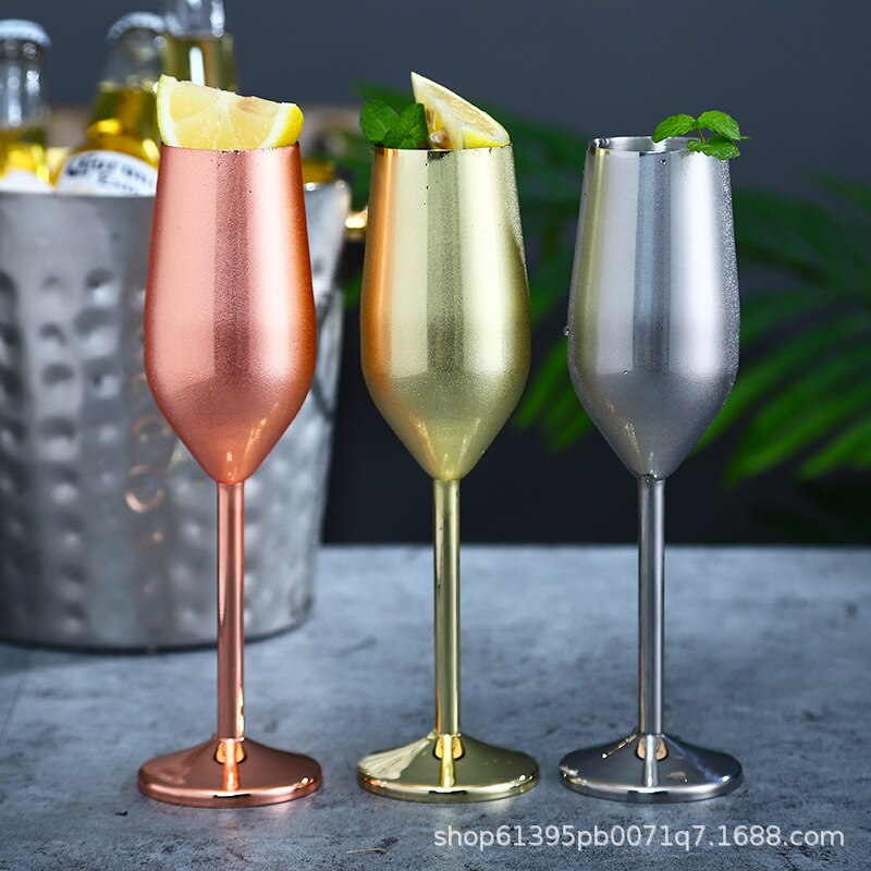 Stainless steel champagne glass wine glass cocktail glass metal wine glass bar restaurant goblet rose gold