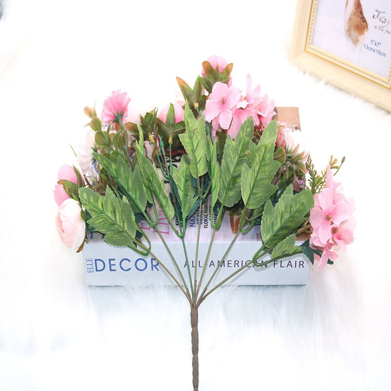 1 st / pion konstgjord blomma liten retro siden konstgjord blomma arrangemang kärna levererar konstgjorda blommor bröllop
