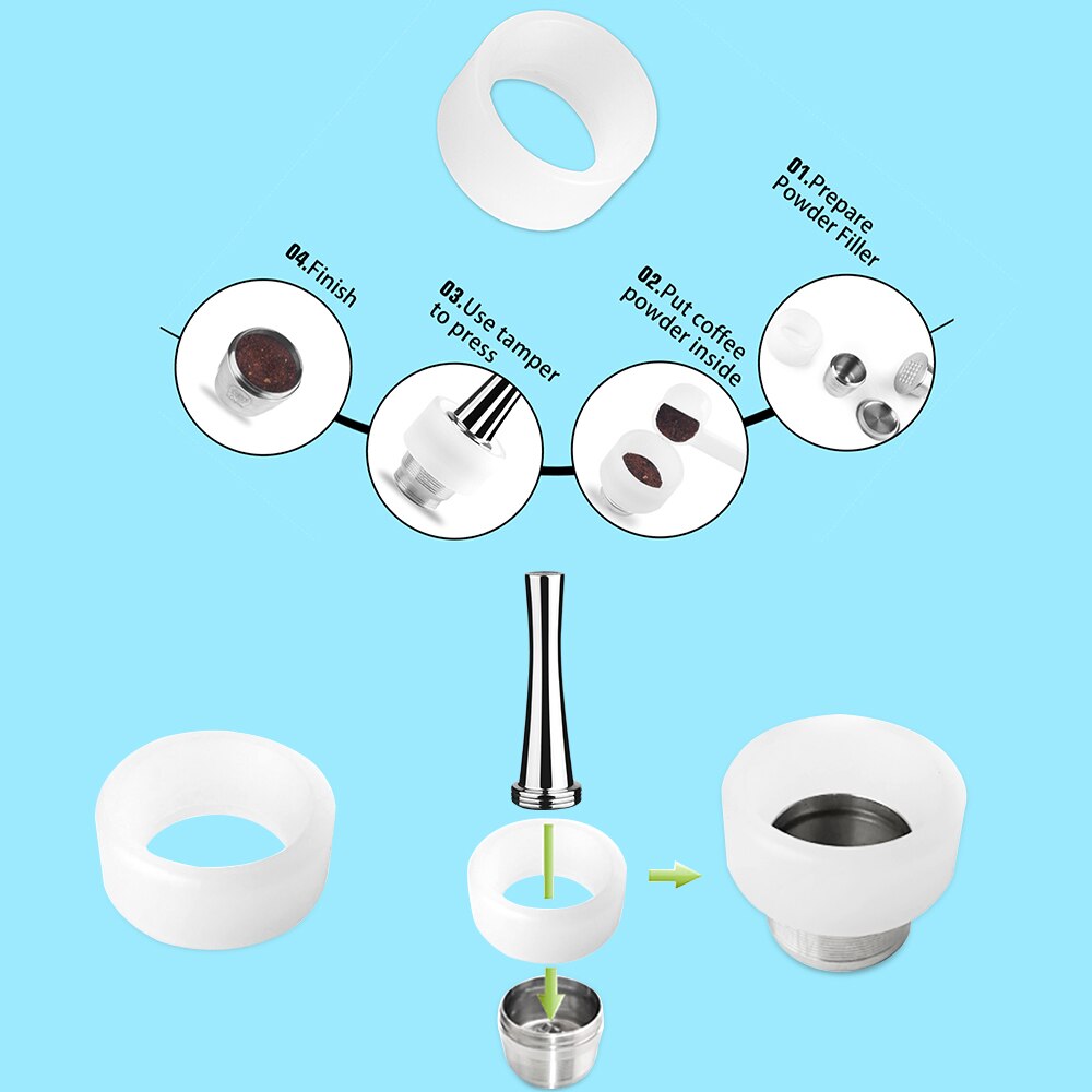 Icafilas roestvrijstalen koffiecapsulefilters voor nespresso herbruikbare koffiekopjeslepels hervulbare beugels