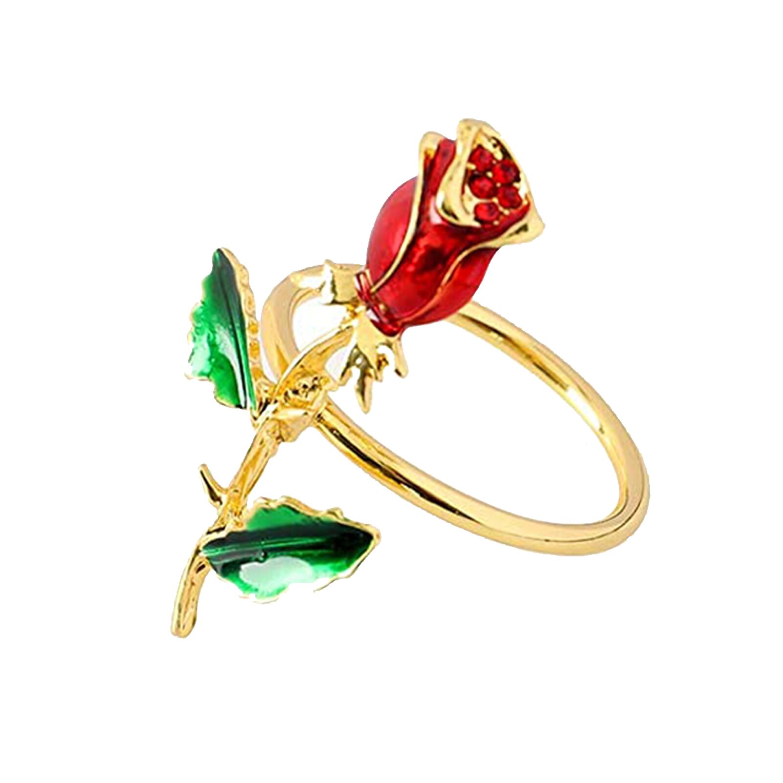1/6 Stuks Servet Ring Valentijnsdag Servet Ring Rose Flower Servetringen Met Rode Steentjes Diner Tafel Hotel Decor: 1Pcs