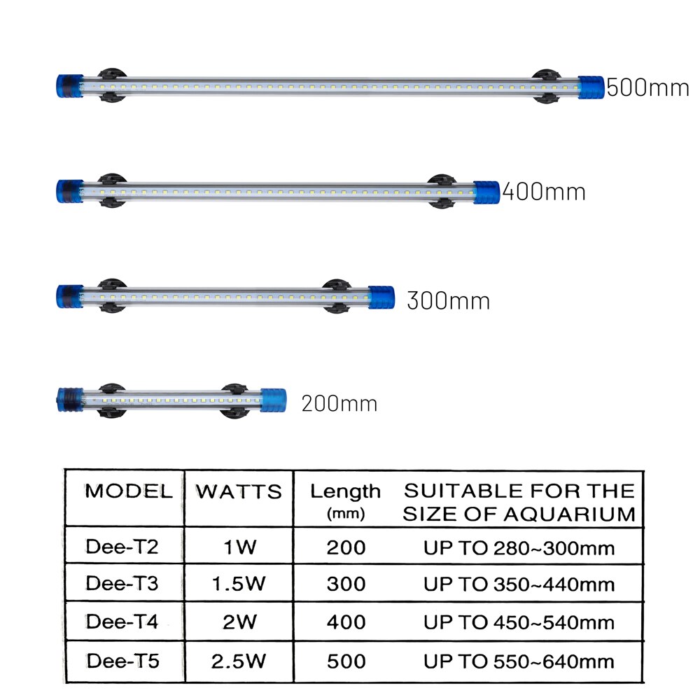 20-50CM Aquarium Light LED Fish Tank Submersible Light Lamp Waterproof Underwater LED Lights Aquarium Lighting