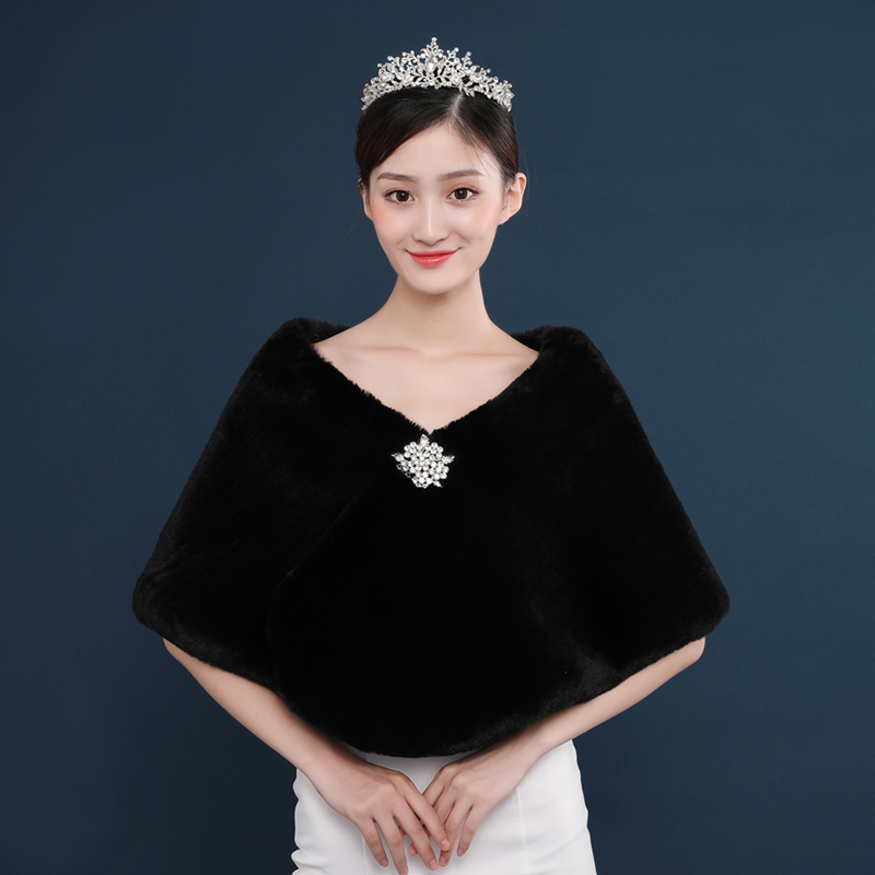 Grande taille femmes fourrure chauffe épaules bordeaux châles de mariée Cape rouge noir fausse fourrure mariage haussement d'épaules manteau Boleros