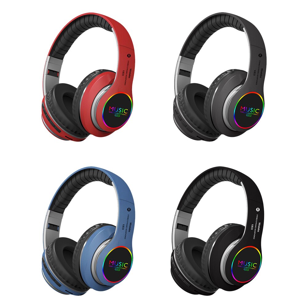VJ033 Bluetooth Folding Headphone Adjustable Headband for Computer Music Sports Rechargeable Wireless Headset