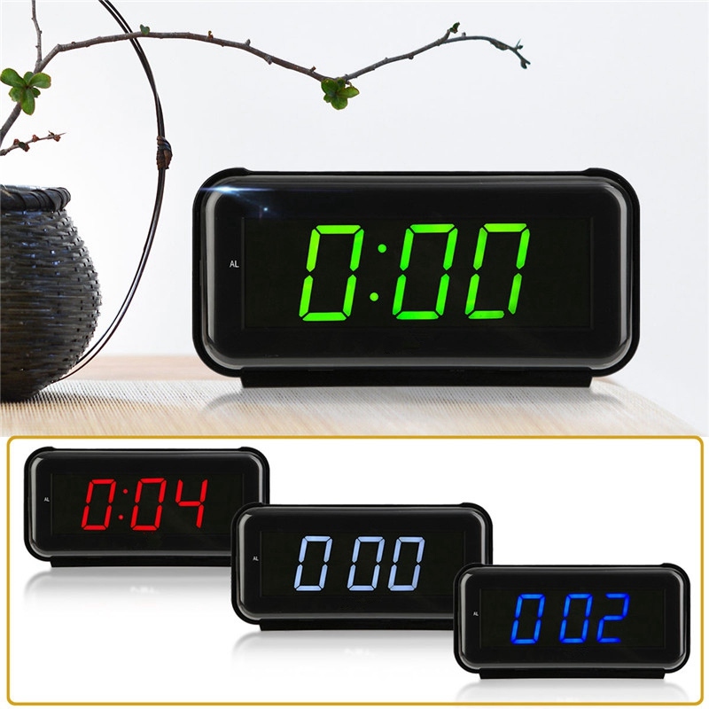 LED Digital Dispaly Modern Clocks Snooze Alarm Clock Timer 24 Hour Desk Table Desktop Office Clock