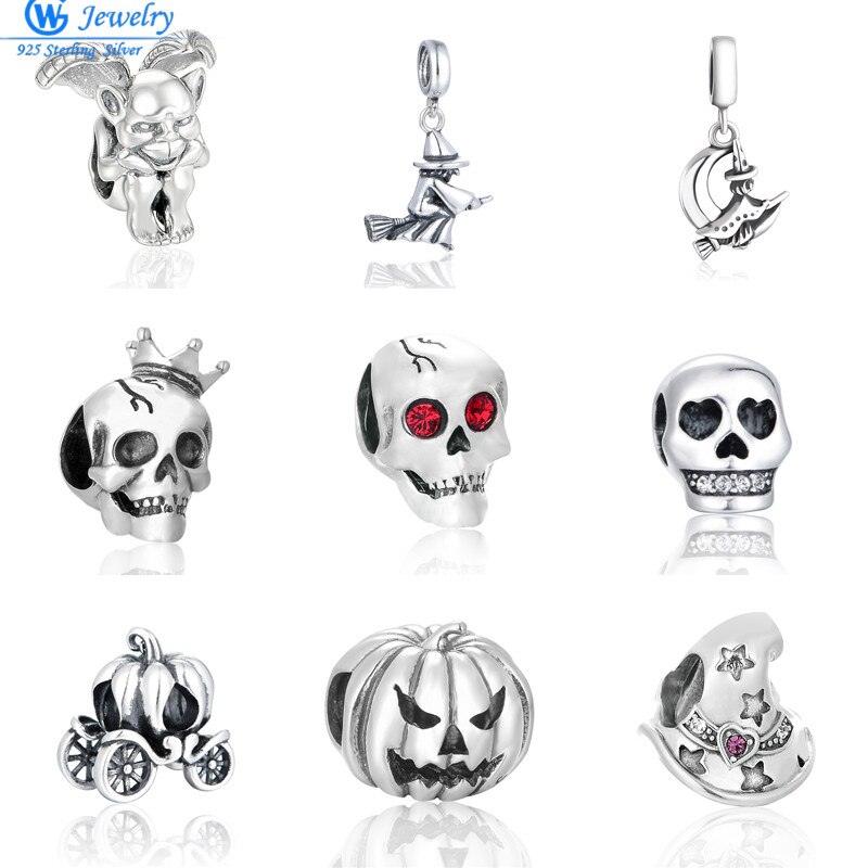 100% 925 Sterling Silver Special Skull Beads Fit European Charms Original Bracelet S925 Silver charms