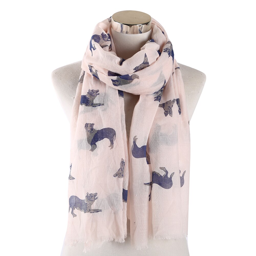 FOXMOTHER Grey Pink German Shepherd Dog Scarf For Dog Lover For Women Scarves Dog Woman