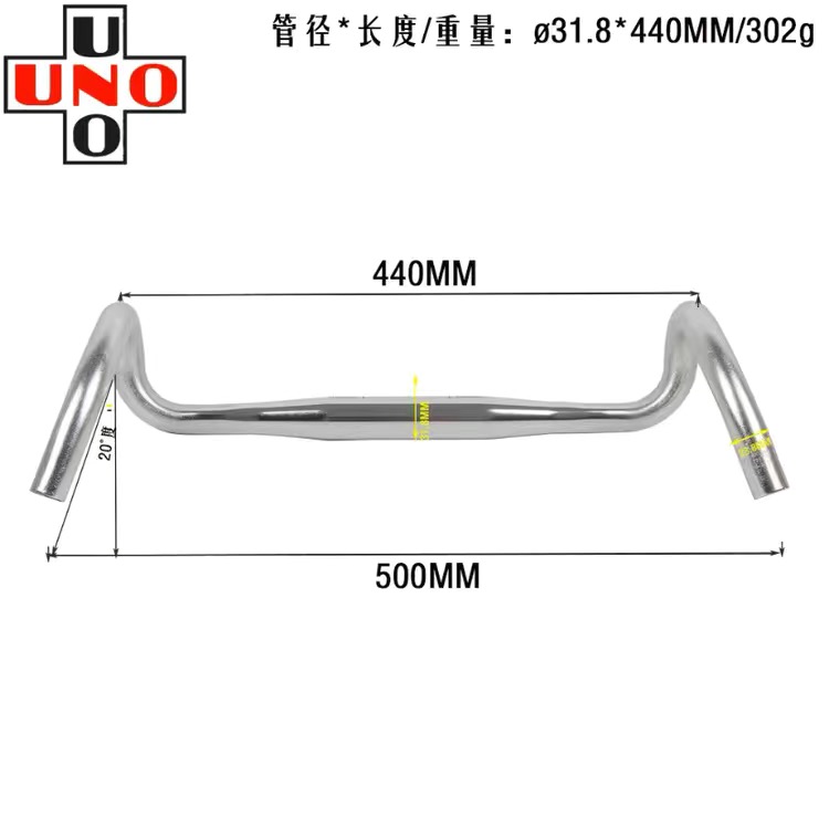 UNO FL12 Kies Fahrradlenker 31,8 x 400/420/440/460 mm Außen-Bar Ultraleichter Fahrradgriff Rennrad-Schlagstange: Grün