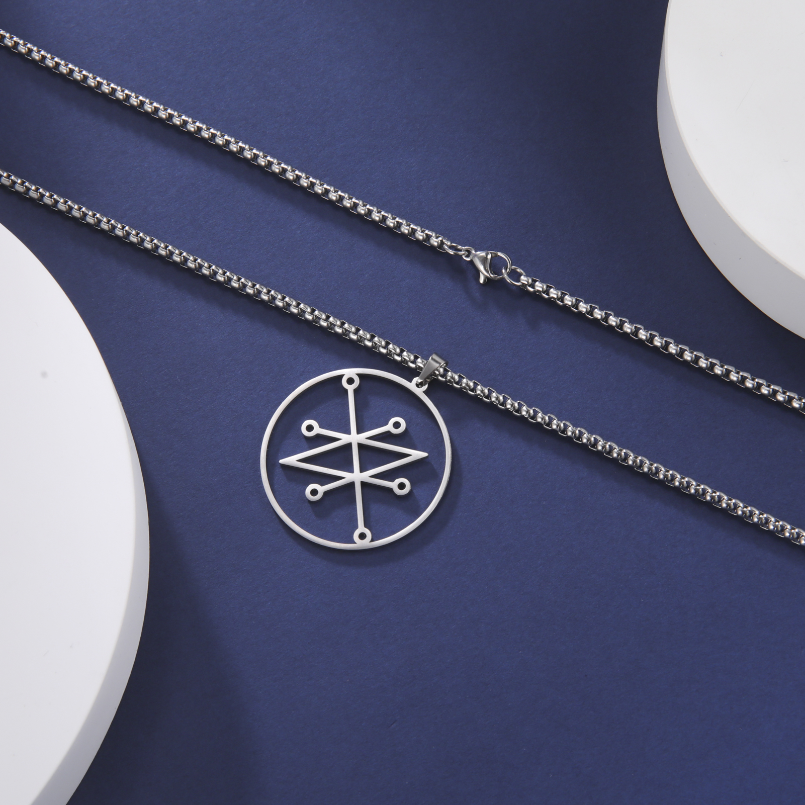 EUEAVAN Vintage Azazel Sigil Pendant Necklace Demonic Symbol Sign Necklaces Stainless Steel Seal of Solomon Amulet Charm Jewelry