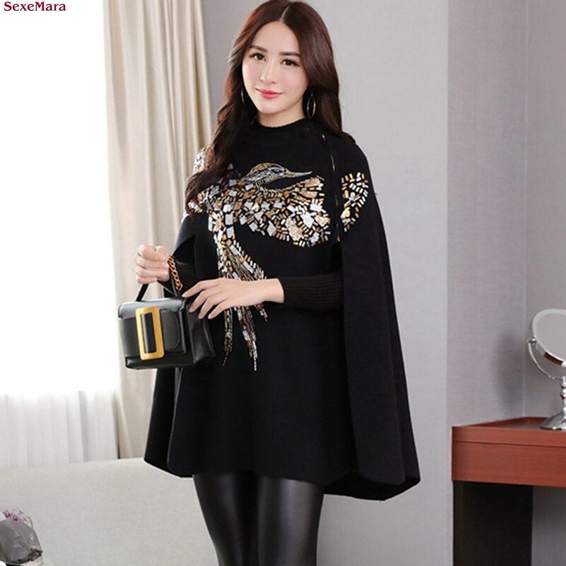 Mexemira moda nowy jesienno-zimowy rękaw płaszcz nietoperz typu sweter z dzianiny darmowa wysyłka