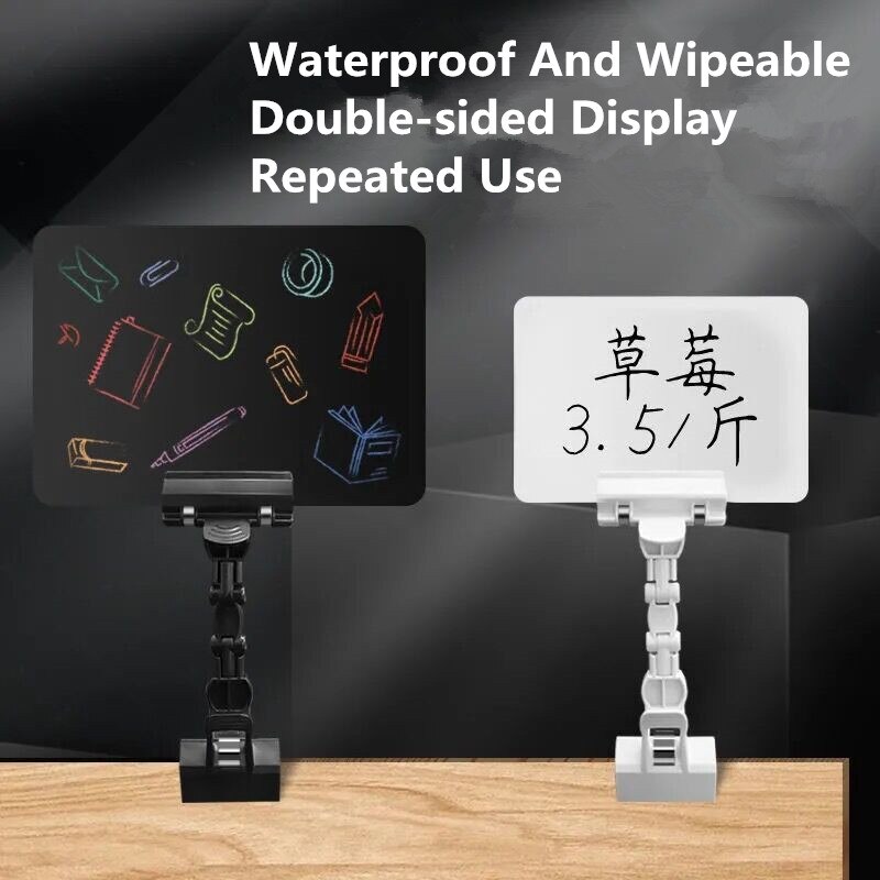 10 Pieces A6 Plastic Adjustable Merchandise Sign Clip Rotatable Pop Clip-on Holder Stand Rewrite Price Holders Tag Clip Board