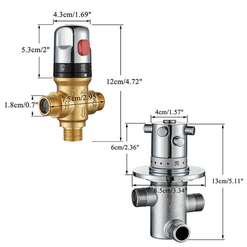 Messing Thermostatische Mengkraan Voor Douche Systeem Water Temperatuurregeling Kraan Regelklep Badkamer Kraan Valve G1/2