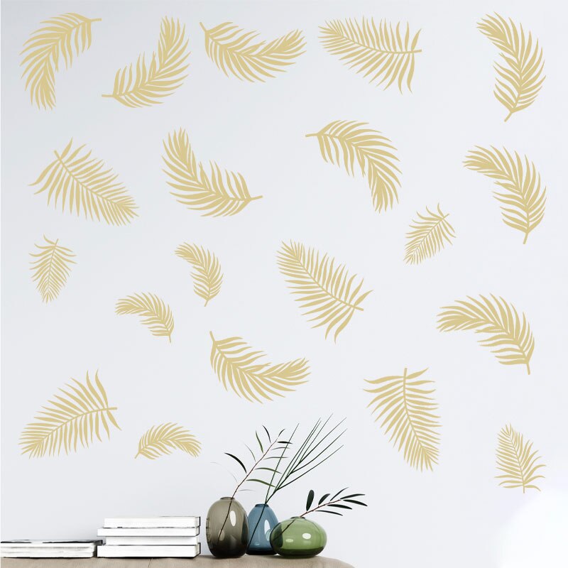 Autocollant mural en plume dorée moderne, décoration d'interieur, décoration d'interieur: Default Title