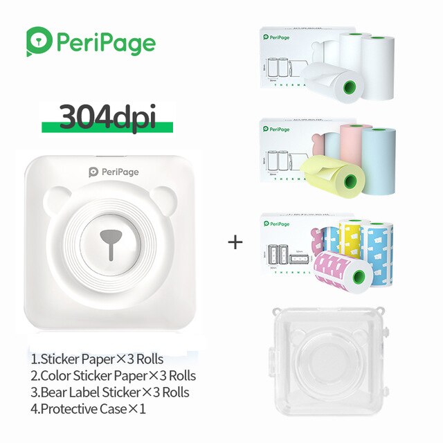 Peripage – Mini-imprimante thermique A6, 304dpi, Bluetooth, couleur marron jaune, téléphone portable, Android IOS,: White 9 Papers