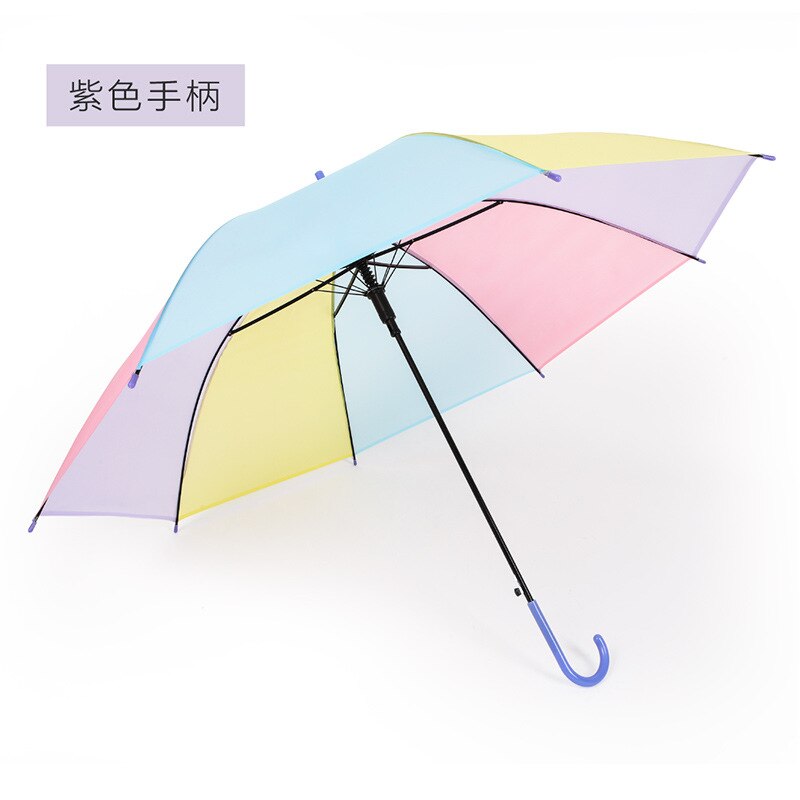 Gennemsigtig langt håndtag børn paraply farverig slik farve kid paraply drenge piger regn eller skinne paraply til dobbelt anvendelse: Lilla