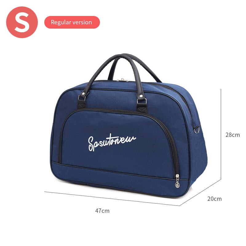 Female Travel Bags Women Large Capacity Hand Cabin Luggage Bags Casual Shoulder Weekend Bag: S   Regular BLUE