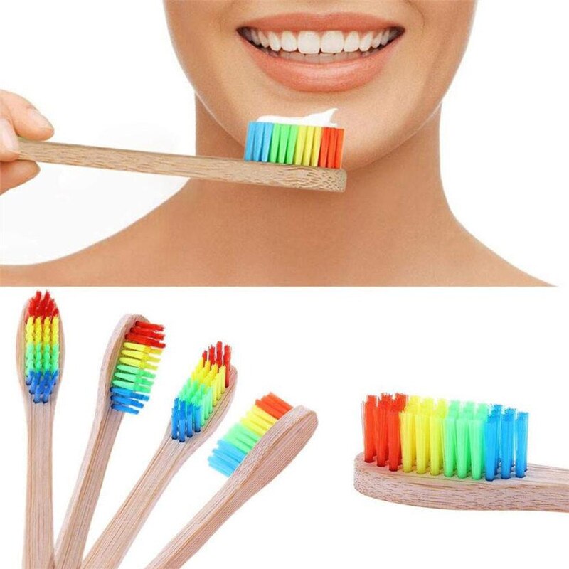 5Pc Natuurlijke Bamboe Tandenborstel Set Zachte Haren Houtskool Tanden Whitening Bamboe Tandenborstels Zachte Dental Oral Care