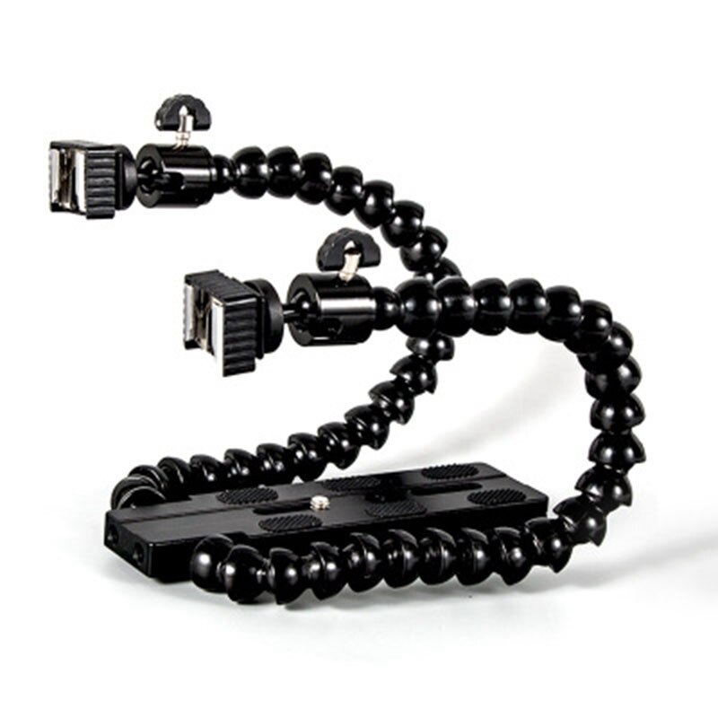 Suporte de flash para câmera, suporte flexível com dois braços para canon, nikon, pentax