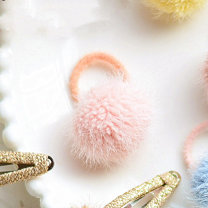 2 pçs meninas doce-colorido cabelo bola bb clipes lado hairpin acessórios para o cabelo franja clipe crianças barrettes bebê pequenas bandas de borracha: B5