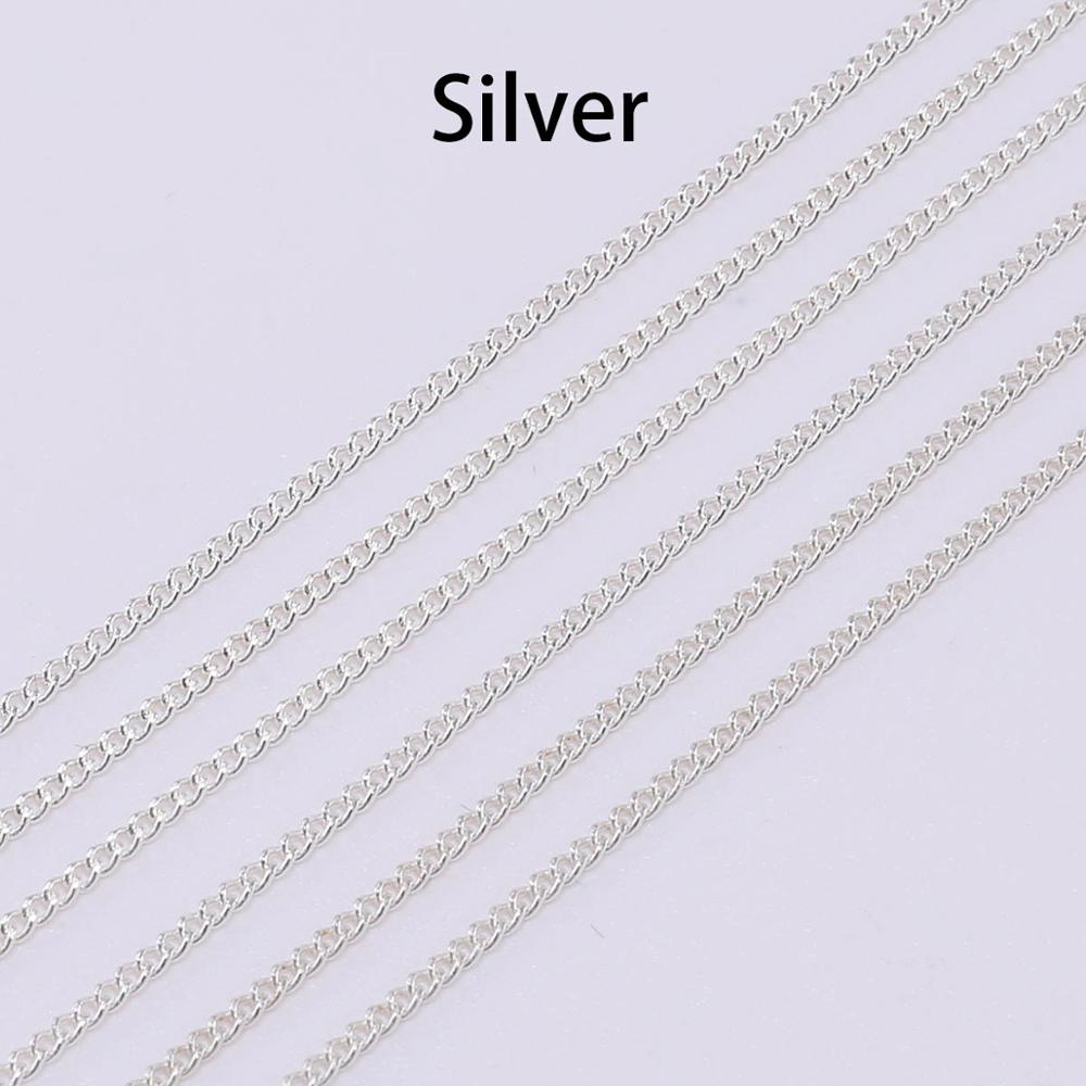 Chaînes de collier plaquées or/Bronze, 5 m/lot, pour la fabrication de bijoux, matériaux faits à la main, fournitures de chaîne de collier à faire soi-même: 20mm / Argent