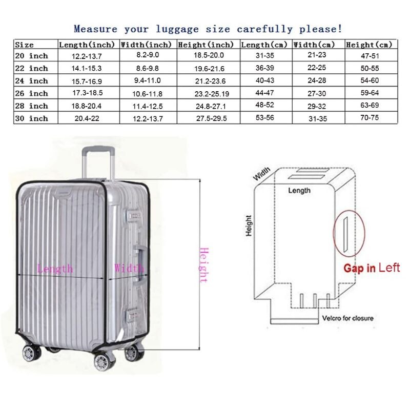 Luggage Cover Clear PVC Suitcase Cover for Carry on Luggage
