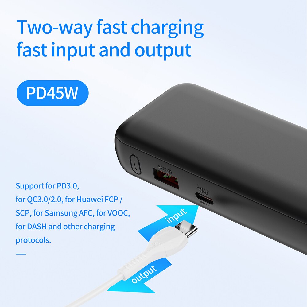 HOCO 45W Power Bank 15000mAh Fast Charge PD QC 3.0 SCP AFC Powerbank For iPhone 13 12 iPad Laptop External Battery for Xiaom 12