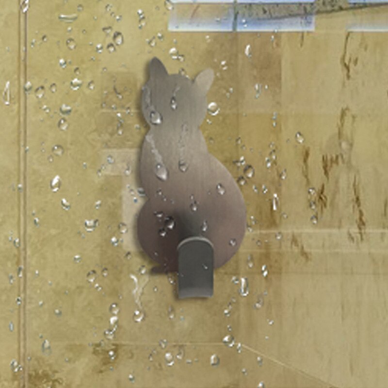 Kat Vorm Opslag Houder 2 Stks/set Zelfklevende Haken Voor Badkamer Keuken Hanger Stick Op Wall Opknoping Deur Kleding Handdoek rekken